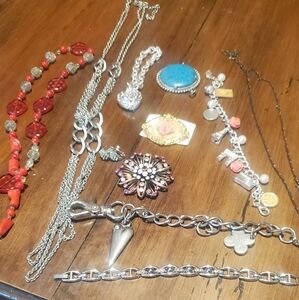 Elegant Silver and Red Jewelry Costume Necklace Braclets